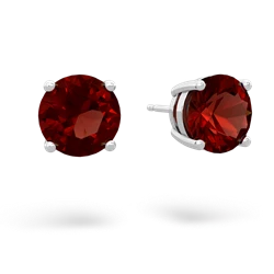 Garnet 8Mm Round Stud 14K White Gold earrings E1788