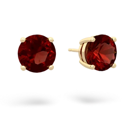 Garnet 8Mm Round Stud 14K Yellow Gold earrings E1788