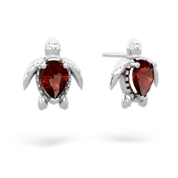 Garnet Baby Sea Turtle 14K White Gold earrings E5241