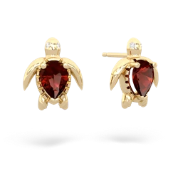 Garnet Baby Sea Turtle 14K Yellow Gold earrings E5241