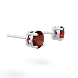 Garnet 5Mm Round Stud 14K White Gold earrings E1785