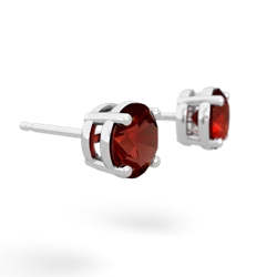 Garnet 6Mm Round Stud 14K White Gold earrings E1786