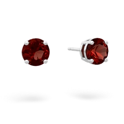 Garnet 6Mm Round Stud 14K White Gold earrings E1786