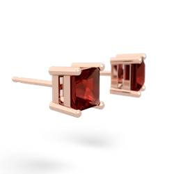 Garnet 5Mm Princess Cut Stud 14K Rose Gold earrings E1789