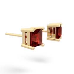 Garnet 5Mm Princess Cut Stud 14K Yellow Gold earrings E1789