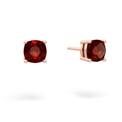 Garnet 5Mm Checkerboard Cushion Stud 14K Rose Gold earrings E1795