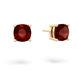 Garnet 6Mm Checkerboard Cushion Stud 14K Yellow Gold earrings E1796