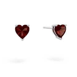 Garnet 5Mm Heart Stud 14K White Gold earrings E1861