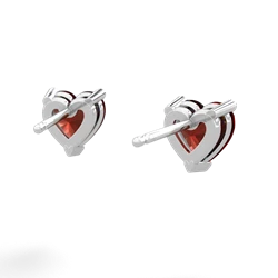 Garnet 6Mm Heart Stud 14K White Gold earrings E1862