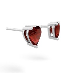 Garnet 6Mm Heart Stud 14K White Gold earrings E1862