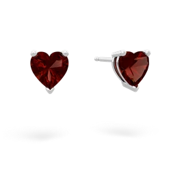 Garnet 6Mm Heart Stud 14K White Gold earrings E1862