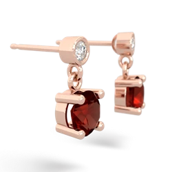 Garnet Diamond Drop 6Mm Round 14K Rose Gold earrings E1986