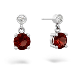 Garnet Diamond Drop 6Mm Round 14K White Gold earrings E1986