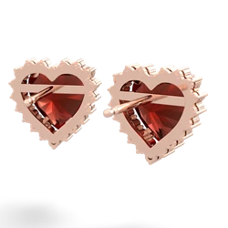 Garnet Sparkling Halo Heart 14K Rose Gold earrings E0391