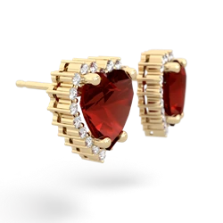 Garnet Sparkling Halo Heart 14K Yellow Gold earrings E0391