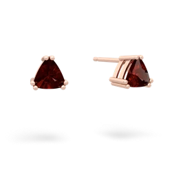 Garnet 5Mm Trillion Stud 14K Rose Gold earrings E1858