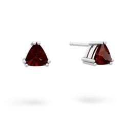 Garnet 5Mm Trillion Stud 14K White Gold earrings E1858