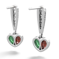 Garnet Filligree Heart 14K White Gold earrings E5070