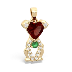 Garnet Puppy Love 14K Yellow Gold pendant P5800