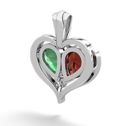 Garnet Two Become One 14K White Gold pendant P5330