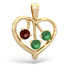 Garnet Glowing Heart 14K Yellow Gold pendant P2233