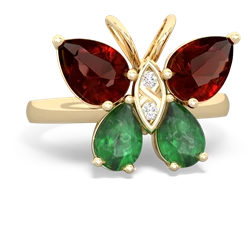 Garnet Butterfly 14K Yellow Gold ring R2215