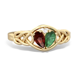 Garnet Celtic Love Knot 14K Yellow Gold ring R5420