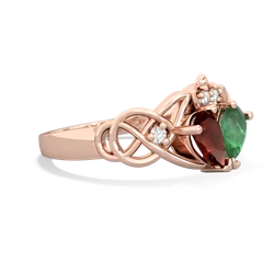 Garnet 'One Heart' Celtic Knot Claddagh 14K Rose Gold ring R5322