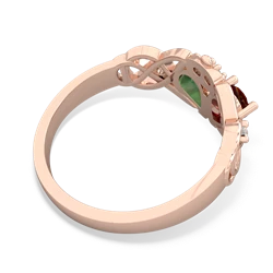 Garnet 'One Heart' Celtic Knot Claddagh 14K Rose Gold ring R5322