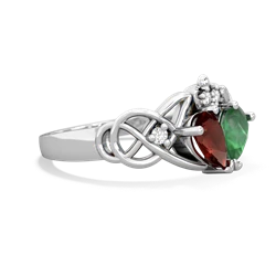 Garnet 'One Heart' Celtic Knot Claddagh 14K White Gold ring R5322