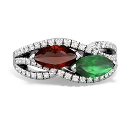 Garnet Diamond Rivers 14K White Gold ring R3070