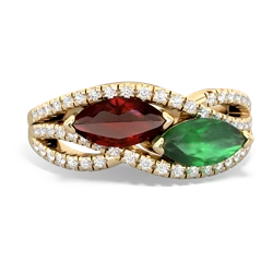 Garnet Diamond Rivers 14K Yellow Gold ring R3070