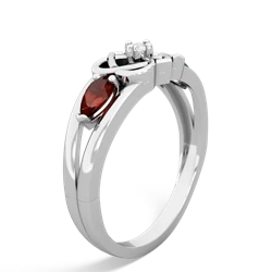 Garnet Hearts Intertwined 14K White Gold ring R5880