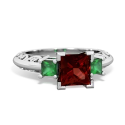 Garnet Eternal Embrace Engagement 14K White Gold ring C2001