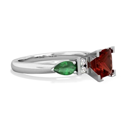 Garnet 6Mm Princess Eternal Embrace Engagement 14K White Gold ring C2002