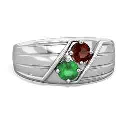 Garnet Men's Streamline 14K White Gold ring R0460