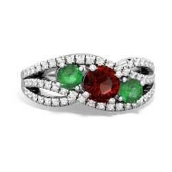 Garnet Three Stone Aurora 14K White Gold ring R3080