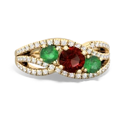 Garnet Three Stone Aurora 14K Yellow Gold ring R3080