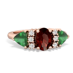 Garnet Antique Style Three Stone 14K Rose Gold ring R2186