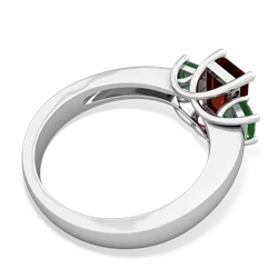 Garnet Three Stone Emerald-Cut Trellis 14K White Gold ring R4021