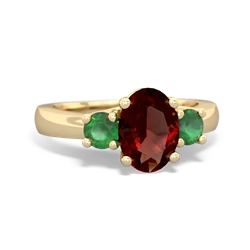 Garnet Three Stone Oval Trellis 14K Yellow Gold ring R4024