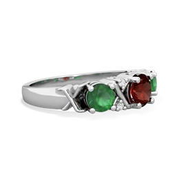 Garnet Hugs And Kisses 14K White Gold ring R5016