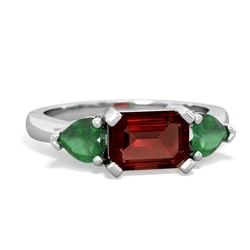 Garnet Three Stone 14K White Gold ring R5235