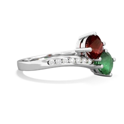 Garnet Channel Set Two Stone 14K White Gold ring R5303