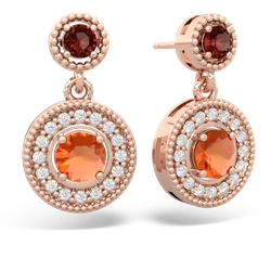 Garnet Halo Dangle 14K Rose Gold earrings E5319