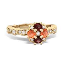 Garnet Sparkling Tiara Cluster 14K Yellow Gold ring R26293RD