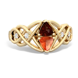 Garnet Keepsake Celtic Knot 14K Yellow Gold ring R5300