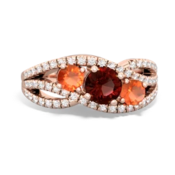 Garnet Three Stone Aurora 14K Rose Gold ring R3080