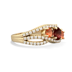 Garnet Three Stone Aurora 14K Yellow Gold ring R3080