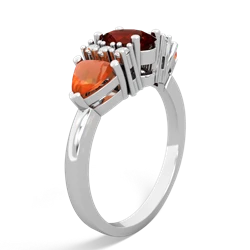 Garnet Antique Style Three Stone 14K White Gold ring R2186